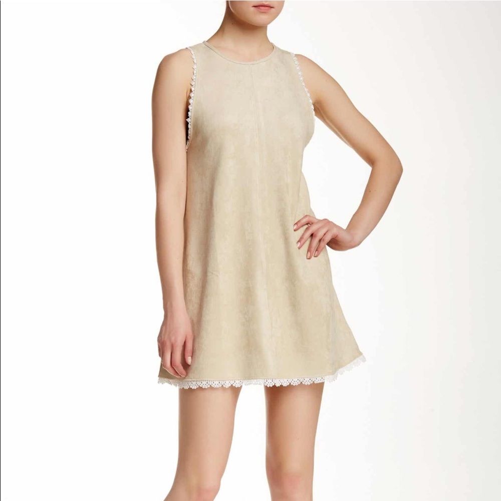 Sleeveless Faux Suede Shift Dress